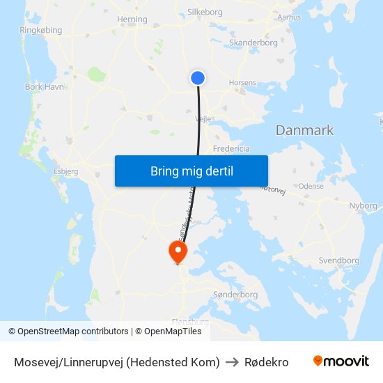 Mosevej/Linnerupvej (Hedensted Kom) to Rødekro map