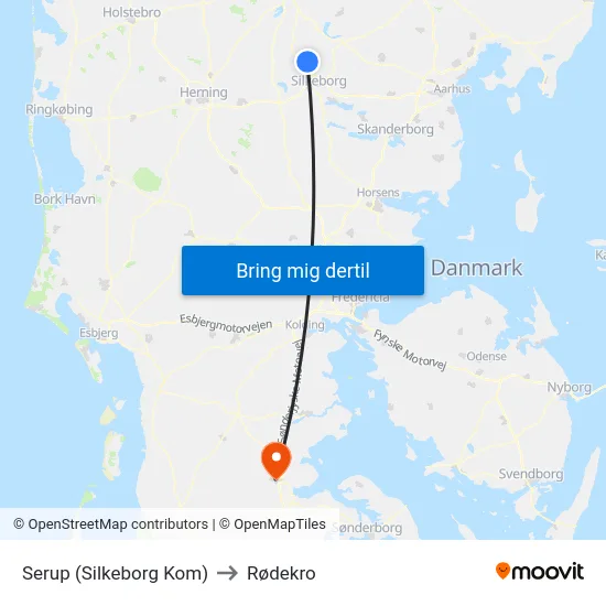 Serup (Silkeborg Kom) to Rødekro map