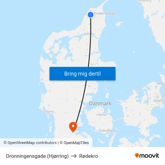 Dronningensgade (Hjørring) to Rødekro map