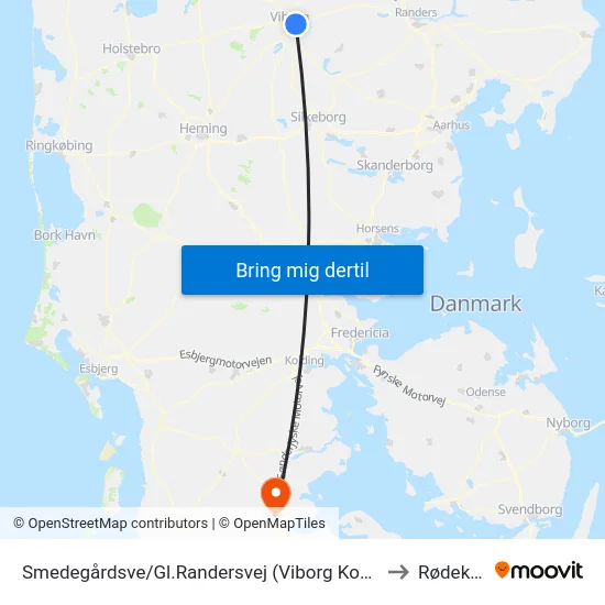 Smedegårdsve/Gl.Randersvej (Viborg Kom) to Rødekro map