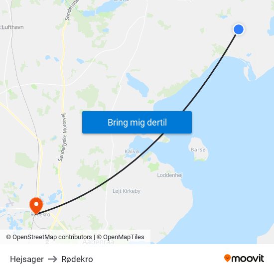 Hejsager to Rødekro map
