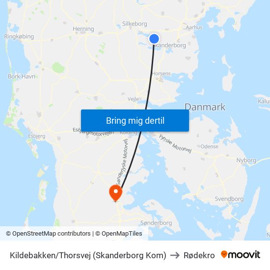 Kildebakken/Thorsvej (Skanderborg Kom) to Rødekro map