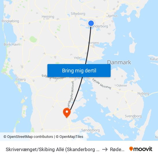 Skrivervænget/Skibing Allé (Skanderborg Kom) to Rødekro map