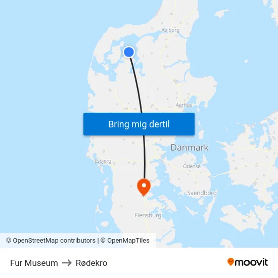 Fur Museum to Rødekro map