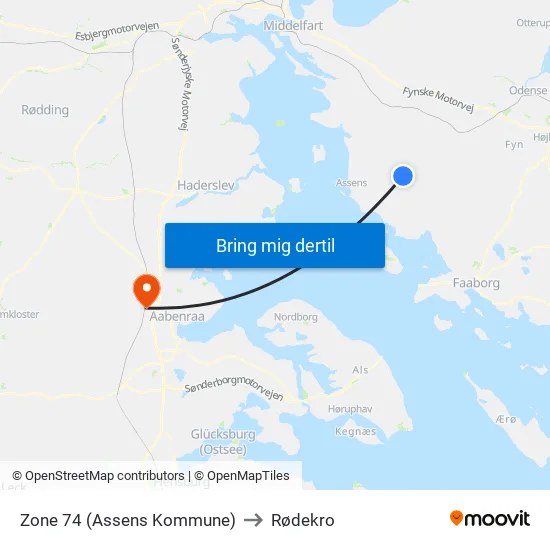 Zone 74 (Assens Kommune) to Rødekro map
