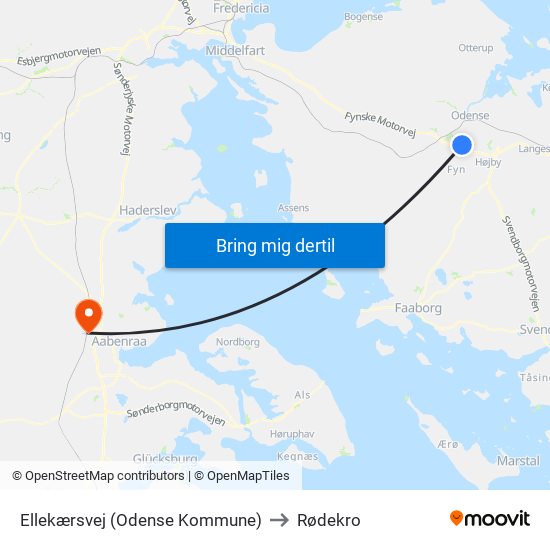 Ellekærsvej (Odense Kommune) to Rødekro map