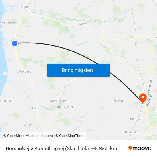 Horsbølvej V Kærbøllingvej (Skærbæk) to Rødekro map