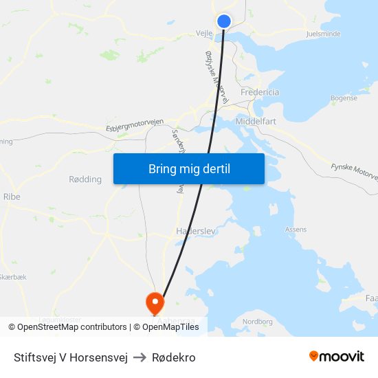 Stiftsvej V Horsensvej to Rødekro map