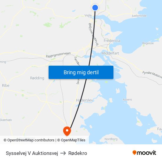 Sysselvej V Auktionsvej to Rødekro map