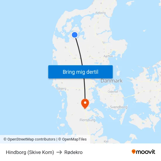 Hindborg (Skive Kom) to Rødekro map