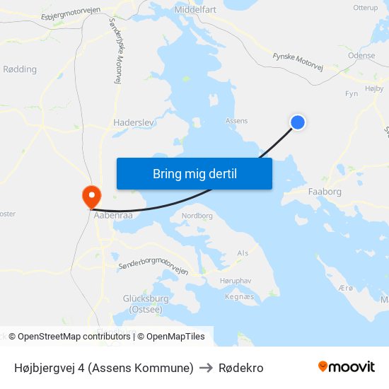 Højbjergvej 4 (Assens Kommune) to Rødekro map
