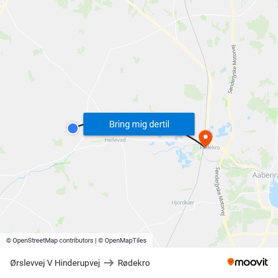 Ørslevvej V Hinderupvej to Rødekro map