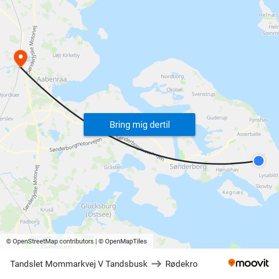 Tandslet Mommarkvej V Tandsbusk to Rødekro map