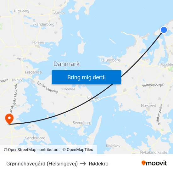 Grønnehavegård (Helsingevej) to Rødekro map
