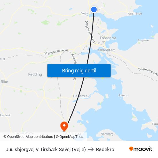 Juulsbjergvej V Tirsbæk Søvej (Vejle) to Rødekro map