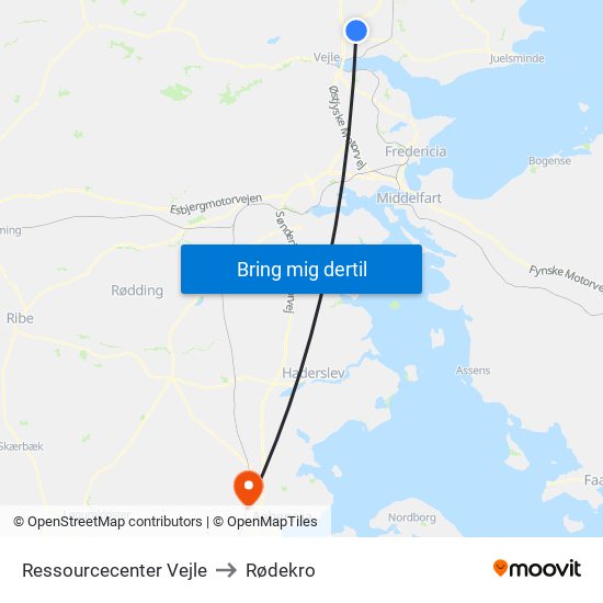 Ressourcecenter Vejle to Rødekro map