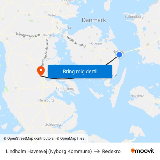 Lindholm Havnevej (Nyborg Kommune) to Rødekro map