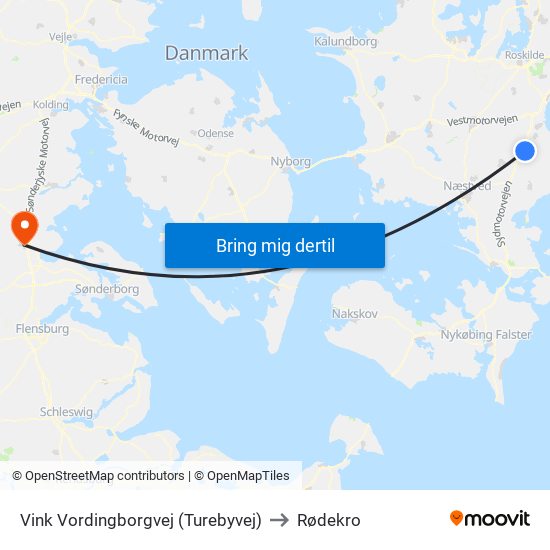 Vink Vordingborgvej (Turebyvej) to Rødekro map