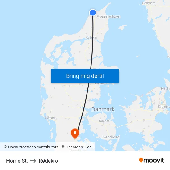 Horne St. to Rødekro map