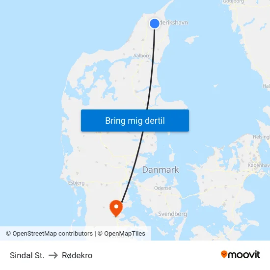 Sindal St. to Rødekro map