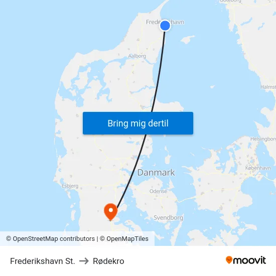 Frederikshavn St. to Rødekro map