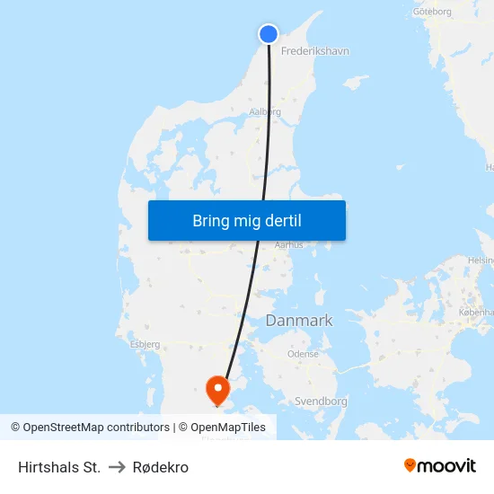 Hirtshals St. to Rødekro map