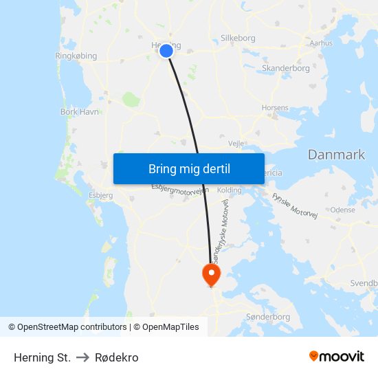 Herning St. to Rødekro map