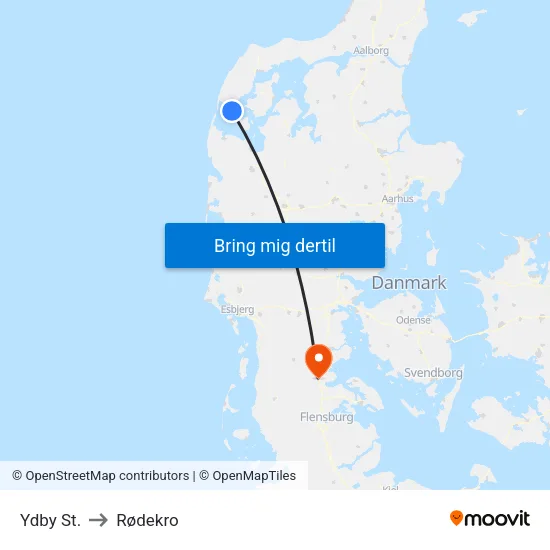 Ydby St. to Rødekro map