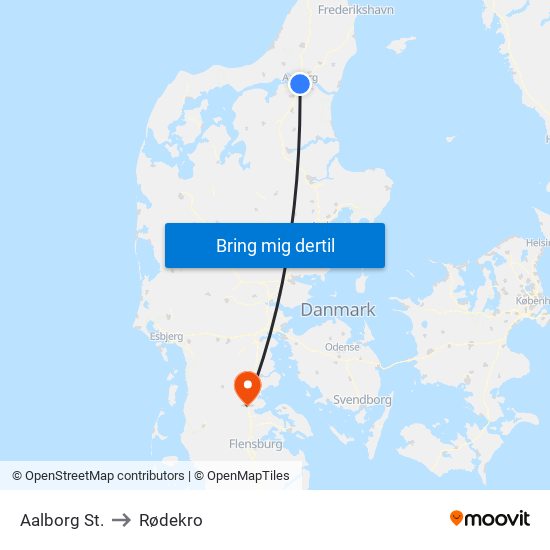 Aalborg St. to Rødekro map
