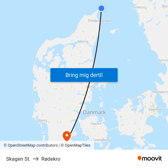 Skagen St. to Rødekro map
