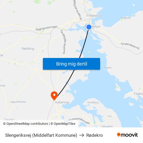 Slengeriksvej (Middelfart Kommune) to Rødekro map