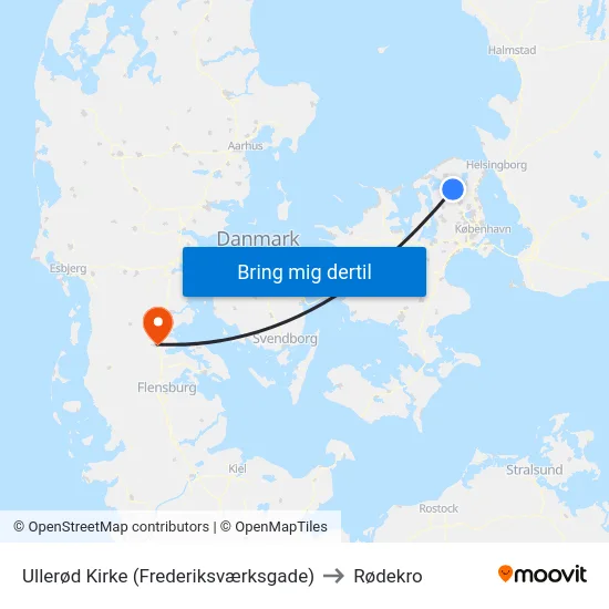 Ullerød Kirke (Frederiksværksgade) to Rødekro map