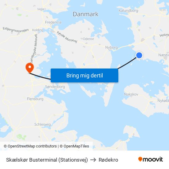 Skælskør Busterminal (Stationsvej) to Rødekro map