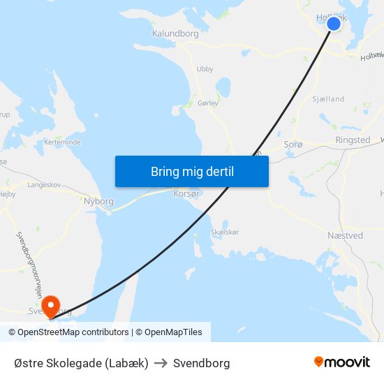 Østre Skolegade (Labæk) to Svendborg map