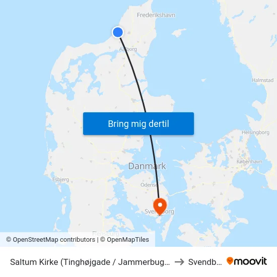 Saltum Kirke (Tinghøjgade / Jammerbugt Komm.) to Svendborg map