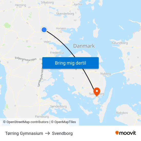 Tørring Gymnasium to Svendborg map