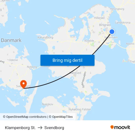 Klampenborg St. to Svendborg map