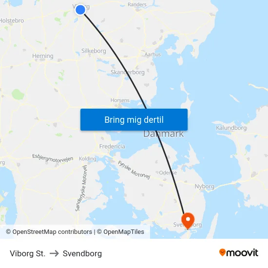 Viborg St. to Svendborg map