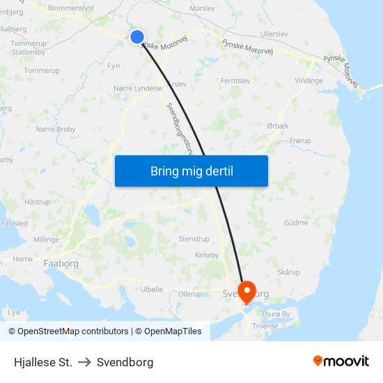 Hjallese St. to Svendborg map