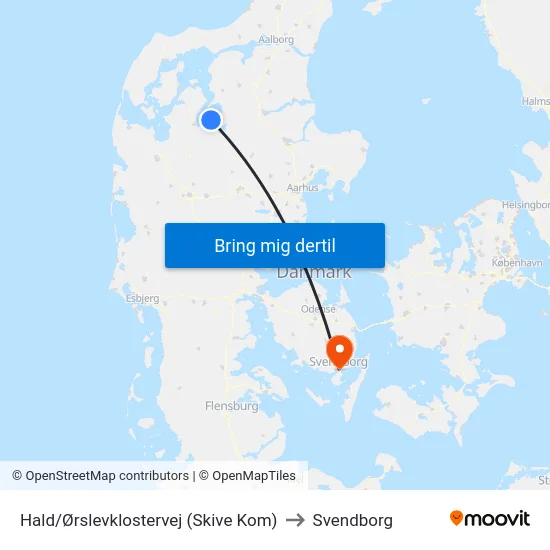 Hald/Ørslevklostervej (Skive Kom) to Svendborg map