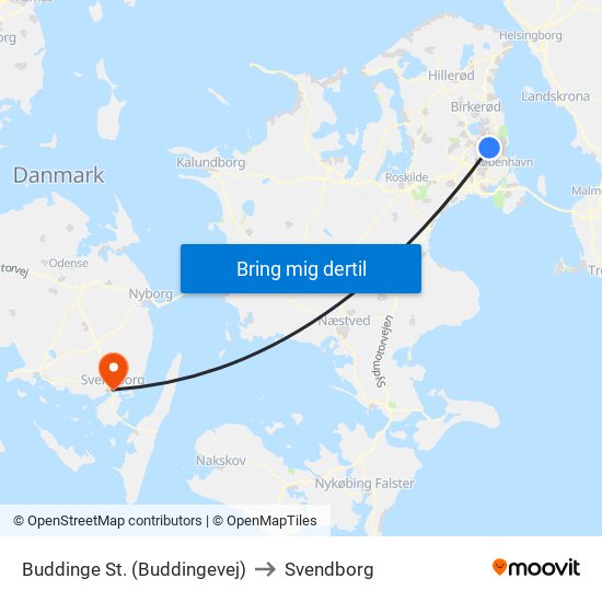 Buddinge St. (Buddingevej) to Svendborg map