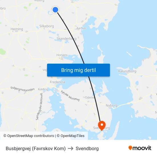 Busbjergvej (Favrskov Kom) to Svendborg map