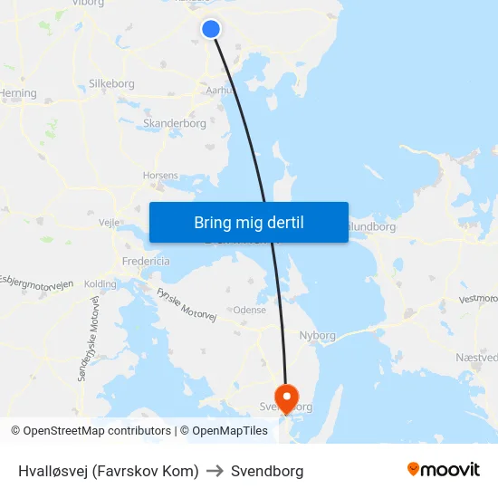 Hvalløsvej (Favrskov Kom) to Svendborg map