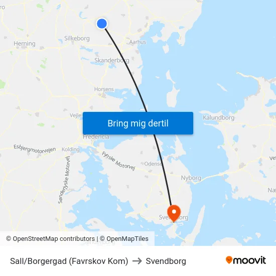 Sall/Borgergad (Favrskov Kom) to Svendborg map