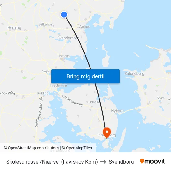 Skolevangsvej/Niærvej (Favrskov Kom) to Svendborg map