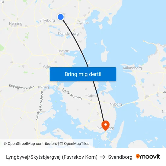 Lyngbyvej/Skytsbjergvej (Favrskov Kom) to Svendborg map