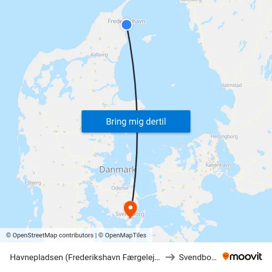Havnepladsen (Frederikshavn Færgeleje) to Svendborg map