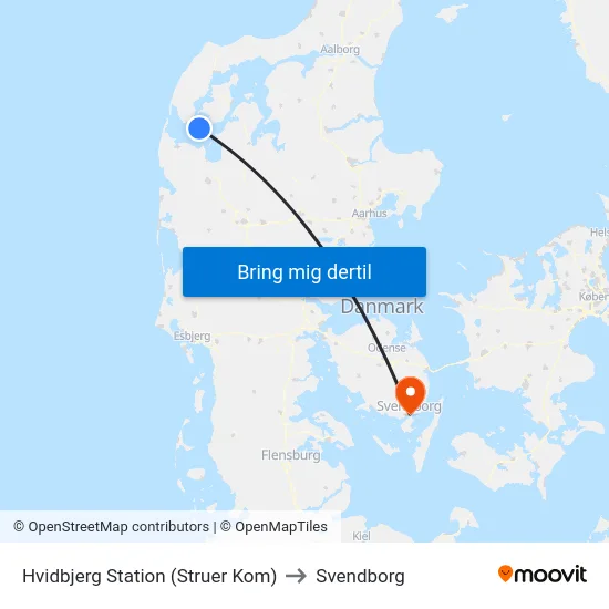 Hvidbjerg Station (Struer Kom) to Svendborg map