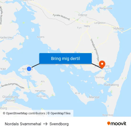 Nordals Svømmehal to Svendborg map