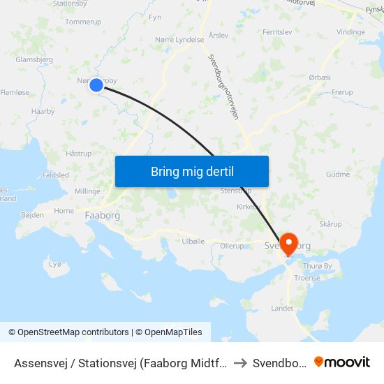 Assensvej / Stationsvej (Faaborg Midtfyn) to Svendborg map